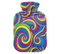 Rainbow Colorful Abstract Spiral Water Bottle for hot Water with Soft Cover, 1L Water Bags for Sore Muscle,Sore Muscle,Bolsa para agua Caliente