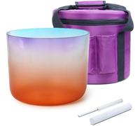 Rainbow Colorful Crystal Singing Bowl for Sound Healing Chakra Balancing Release Pressure Meditation, Come with Carrying Case Suede Mallet Crystal Striker and O-ring(440Hz,6.5inch D#4)