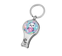 Rainbow Colorful Cute Panda Nail Clipper for Men Women Portable Metal Nail Cutter with Nail File