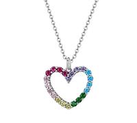 rainbow colorful heart pattern love dazzling zircon necklace chain link for women jewelry