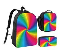 Rainbow Colorful Spiral,Student Backpack,Lunch Bag,Pencil Case 3 Piece Set