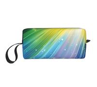 Rainbow Colorful Stripe Printed Travel Makeup Bag Portable Cosmetic Bag Makeup Case Toiletry Handbag Organiser for Women
