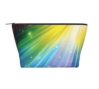 Rainbow Colorful Stripe Printed Travel Makeup Bag Trapeze Cosmetic Bag Makeup Case Toiletry Bag Organiser for Women