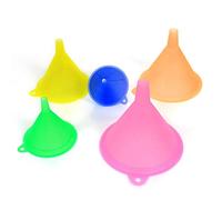 Rainbow Colors Funnel Set - 5 PCS Plastic Transparent Funnel For Oil Liquid Lab Kitchen Gadgets (Random Color)