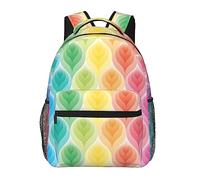 Rainbow Colors Gradient Leaf Laptop Backpack For Men 15.7 Inch, Casual Large Lightweight Backpack For Travel Hiking Camping Daypack Fashion Cute Bookbag School Bags For Teen Girls Women Kids Student