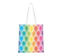 Rainbow Colors Gradient Leaf Print Aesthetic Canvas Tote Bag For Women, Cute, Trendy & Reusable Canvas Shopping Bag Bags For School, Shopping, Gym, Library And Beach