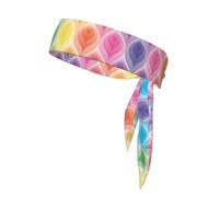 Rainbow Colors Gradient Leaf Sports Head Tie Adjustable Stylish Breathable Running Workout Gym Cycling Tennis Basketball