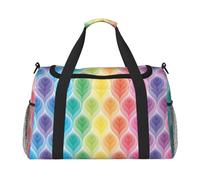 Rainbow Colors Gradient Leaf Travel Duffel Bag Large Foldable Waterproof Overnight Bag Beach Swim Bags Pool Sports Gym