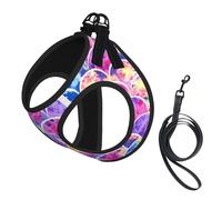 Rainbow Colors Mermaid Print Dog Harness Reflective Pet Vest Harness Puppy Harnesses Leash Set,For Walking Training