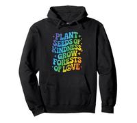 Rainbow Colors Peace Sign World Kindness Day Inspiring Quote Pullover Hoodie