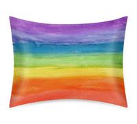 Rainbow Colors Satin Pillowcase for Silk Pillows for Hair and Skin Standard Size 20x26 Inches, Pillow Cases Soft and Cozy Cooling Slip Pillow Cover with Envelope Closure