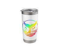 Rainbow Colors Whale Tail Fluke in The Ocean Stainless Steel Insulated Tumbler
