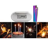 Rainbow Colour Clipper Metal Lighter Gas Refillable Set, Rainbow Pocket Lighter with Adjustable Flame, Great Gift for Men For Birthday, Christmas