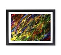 Rainbow Coloured Abstract Smoke and Flames (1) Framed Print | A2 Black Framed Wall Art | Ready to Hang | Abstract Fantasy Picture | Living Room Bedroom Lounge Office