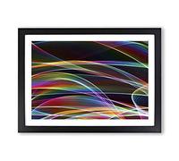 Rainbow Coloured Abstract Smoke and Flames (2) Framed Print | A2 Black Framed Wall Art | Ready to Hang | Abstract Fantasy Picture | Living Room Bedroom Lounge Office
