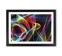 Rainbow Coloured Abstract Smoke and Flames (3) Framed Print | A2 Black Framed Wall Art | Ready to Hang | Abstract Fantasy Picture | Living Room Bedroom Lounge Office