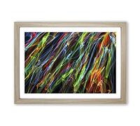 Rainbow Coloured Abstract Smoke and Flames (6) Framed Print | A2 Oak Framed Wall Art | Ready to Hang | Abstract Fantasy Picture | Living Room Bedroom Lounge Office