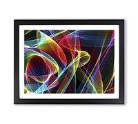 Rainbow Coloured Abstract Smoke and Flames No.3 Modern Framed Print | A2 Black Framed Wall Art | Ready to Hang | Abstract Fantasy Picture | Living Room Bedroom Lounge Office