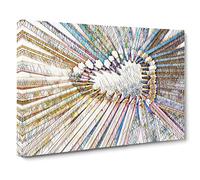 Rainbow Coloured Crayon Pencils No.1 Modern BG Canvas Print | Gallery Wrapped 30mm Frame Wall Art | 20x14 inches | Ready to Hang | Modern Rainbow Picture | Living Room Bedroom Lounge Office