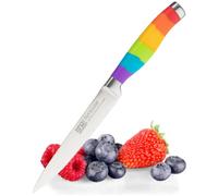 Rainbow Coloured Serrated All Purpose Utility Knife - 13cm/5" Ultra Sharp Stainless Steel Blade. Perfect for Slicing Through Tough Fruit or a Sof Tomato. Ideal for Home Kitchen or Professional Use