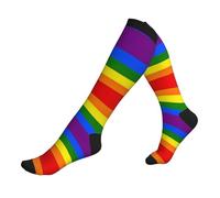 Rainbow Compression Socks For Woman & Man Unisex 20-30mmhg Knee High Calves For Flying Running Sport