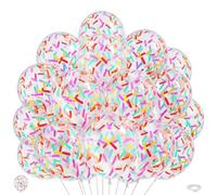 Rainbow Confetti Balloons Colorful Sprinkle for Ice Cream Candy Donut Party | 12 Inch Colorful Glitter Sprinkle Confetti Latex Balloons for Girls Fancy Sweet Birthday Baby Shower Wedding Decorations