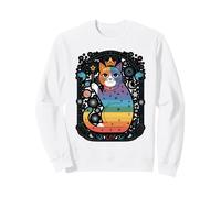 Rainbow Cosmic Cat with Moons and Crystals Sweatshirt