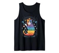 Rainbow Cosmic Cat with Moons and Crystals Tank Top