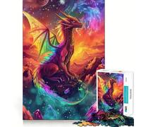 Rainbow Cosmic Dragon 1000 Piece Jigsaw Puzzles for Teenagers Jigsaw Clear Logic Toy Peaceful Time Perfect Cut Santa Wish List (38x52cm)