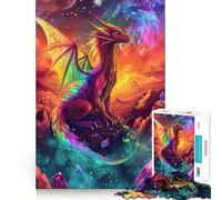 Rainbow Cosmic Dragon Hard Jigsaw Puzzle for Adults 1000 Pieces Pure Logic Toy Home Activity Clean Cut Lovely Gift (38x26cm)