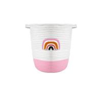Rainbow Cotton Rope Storage Basket With Handles 16Cm X 28Cm