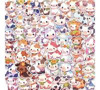 Rainbow Cow Stickers 50 Pcs Waterproof Cartoon Cute Cow Decals for Kids Teens