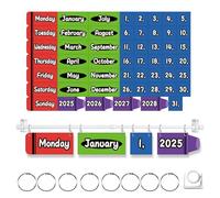 Rainbow Crayon Calendar Bulletin Board Set,Flip Calendar for Classroom Ajustable Calendar Holder Includes 54 Date Cards for School Decor Supplies Back to School Classroom Decoration Supplies