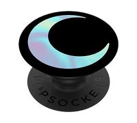 Rainbow Crescent Moon Black PopSockets Adhesive PopGrip