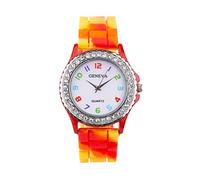 Rainbow Crystal Jelly !New Silicone Rhinestone Watch Link Band Women's Watch Petite Watches for Women (As is Shown in, One Size)