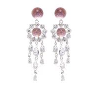 Rainbow crystal long tassel earrings; flower water drop light luxury high-end ethnic style