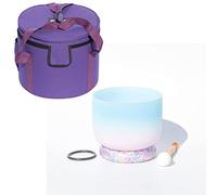 Rainbow Crystal Singing Bowl C/D/E/F/G/A/B Note With Heavy Duty Carrying Case+Rubber Mallet+Silk Brocade Cushion Gift For Yoga Meditation Therapy,Blue,G Note,432 Hz 12 Inch