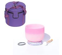 Rainbow Crystal Singing Bowl C/D/E/F/G/A/B Note With Heavy Duty Carrying Case+Rubber Mallet+Silk Brocade Cushion Gift For Yoga Meditation Therapy,Red,C Note,432 Hz 12 Inch