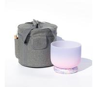 Rainbow Crystal Singing Bowl C/D/E/F/G/A/B Note With Heavy Duty Carrying Case+Rubber Mallet+Silk Brocade Cushion Gift For Yoga Meditation Therapy,Indigo,A Note,440 Hz 10 Inch