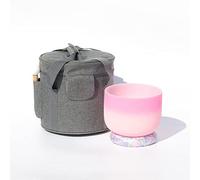 Rainbow Crystal Singing Bowl C/D/E/F/G/A/B Note With Heavy Duty Carrying Case+Rubber Mallet+Silk Brocade Cushion Gift For Yoga Meditation Therapy,Red,C Note,440Hz 8 Inch