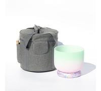 Rainbow Crystal Singing Bowl C/D/E/F/G/A/B Note With Heavy Duty Carrying Case+Rubber Mallet+Silk Brocade Cushion Gift For Yoga Meditation Therapy,Green,F Note,432 Hz 8 Inch