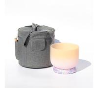 Rainbow Crystal Singing Bowl C/D/E/F/G/A/B Note With Heavy Duty Carrying Case+Rubber Mallet+Silk Brocade Cushion Gift For Yoga Meditation Therapy,Orange,D Note,440 Hz 10 Inch