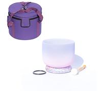 Rainbow Crystal Singing Bowl C/D/E/F/G/A/B Note With Heavy Duty Carrying Case+Rubber Mallet+Silk Brocade Cushion Gift For Yoga Meditation Therapy,Indigo,A Note,440 Hz 12Inch