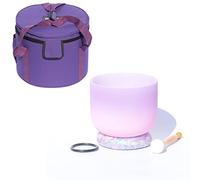 Rainbow Crystal Singing Bowl C/D/E/F/G/A/B Note With Heavy Duty Carrying Case+Rubber Mallet+Silk Brocade Cushion Gift For Yoga Meditation Therapy,Purple,B Note,432 Hz 12 Inch