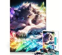 Rainbow Crystal Wolf Jigsaw Puzzle 1000 Piece for Adults Mind Game Toy Peaceful Fun Neat Cut Art Collection Piece (50x75cm)