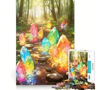 Rainbow Crystals in Forest Stream 1000 Piece Jigsaw Puzzle for Teenagers Mental Logic Toy Quiet Calm Firm Cut Santa Wish Item (38x26cm)