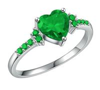 Rainbow Cubic Zirconia Heart Ring Stacking Band Bridal Jewelry Gift