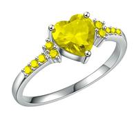 Rainbow Cubic Zirconia Heart Ring Stacking Band Bridal Jewelry Gift