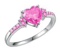 Rainbow Cubic Zirconia Heart Ring Stacking Band Bridal Jewelry Gift