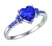 Rainbow Cubic Zirconia Heart Ring Stacking Band Bridal Jewelry Gift
